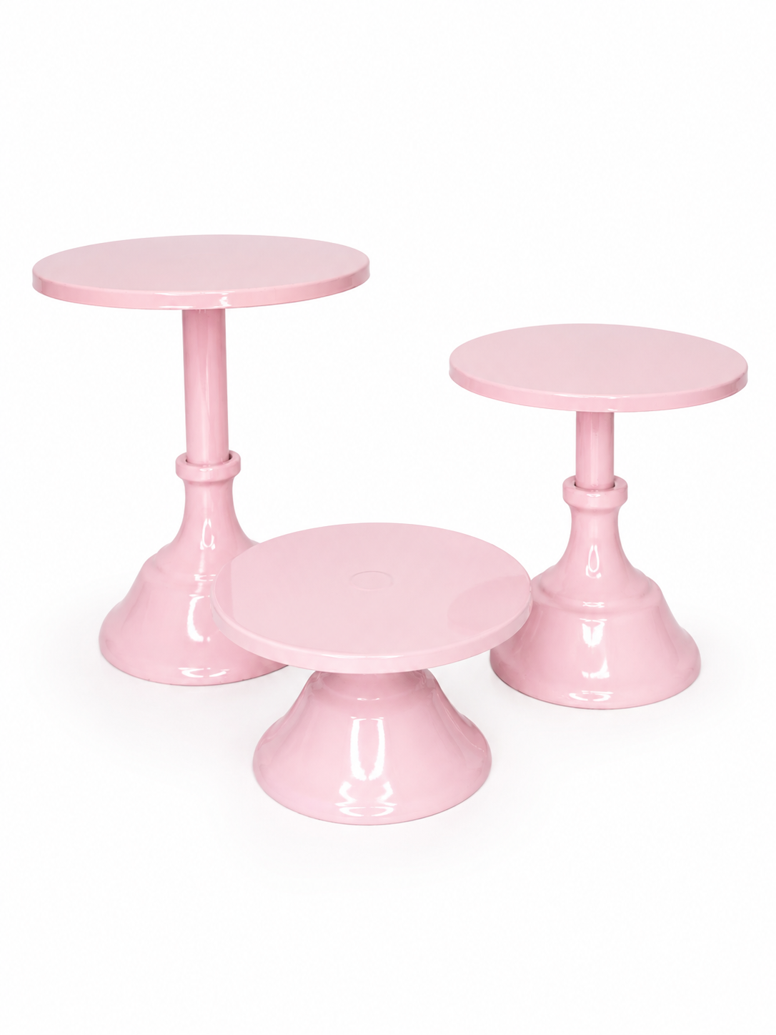 Trío b/postres rosado metal