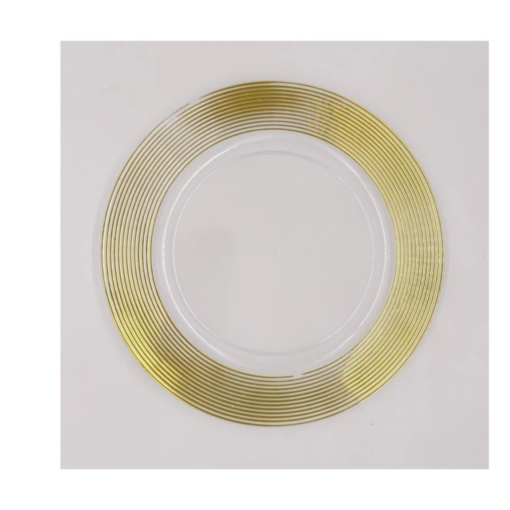 Plato base clear líneas dorada