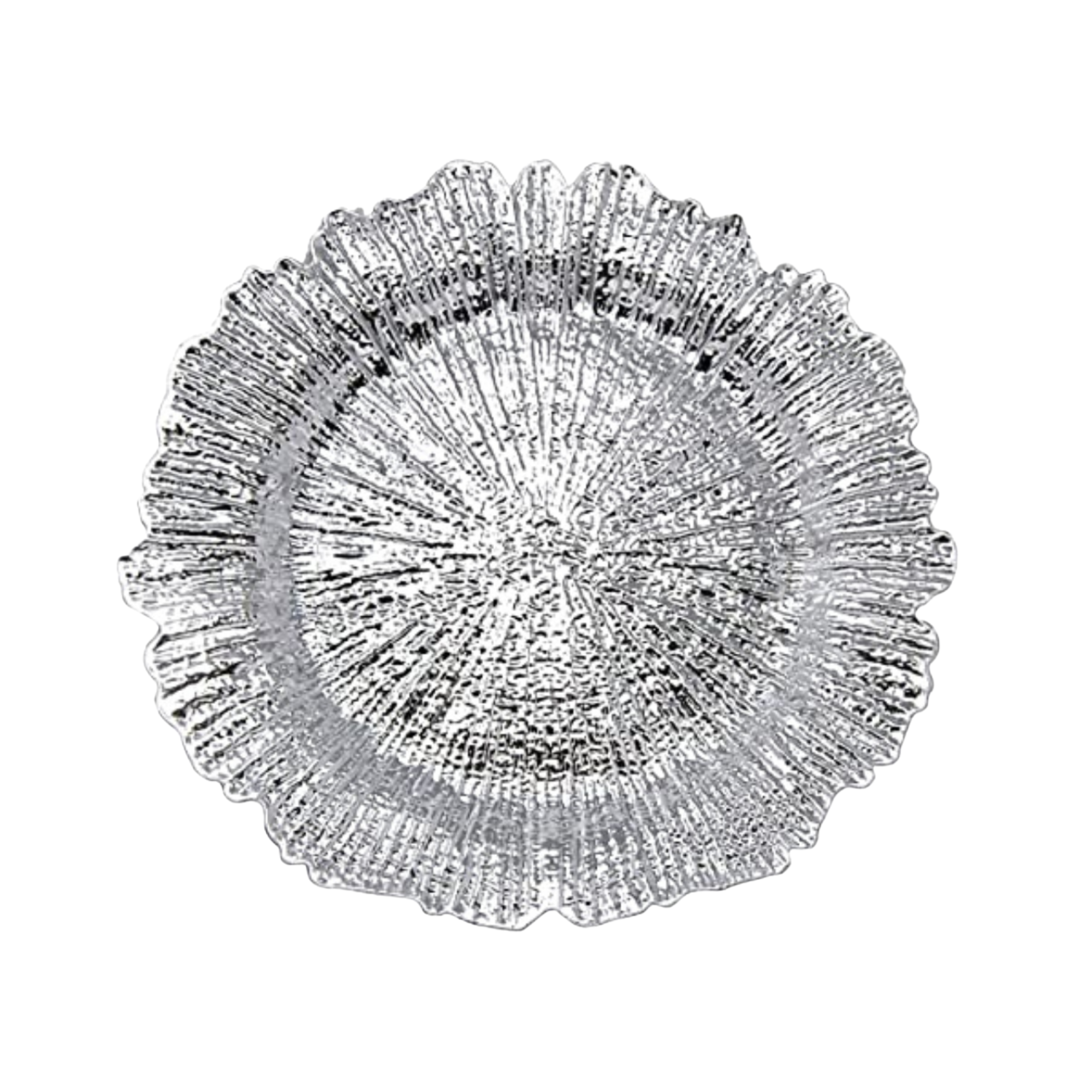 Plato base flora plateado