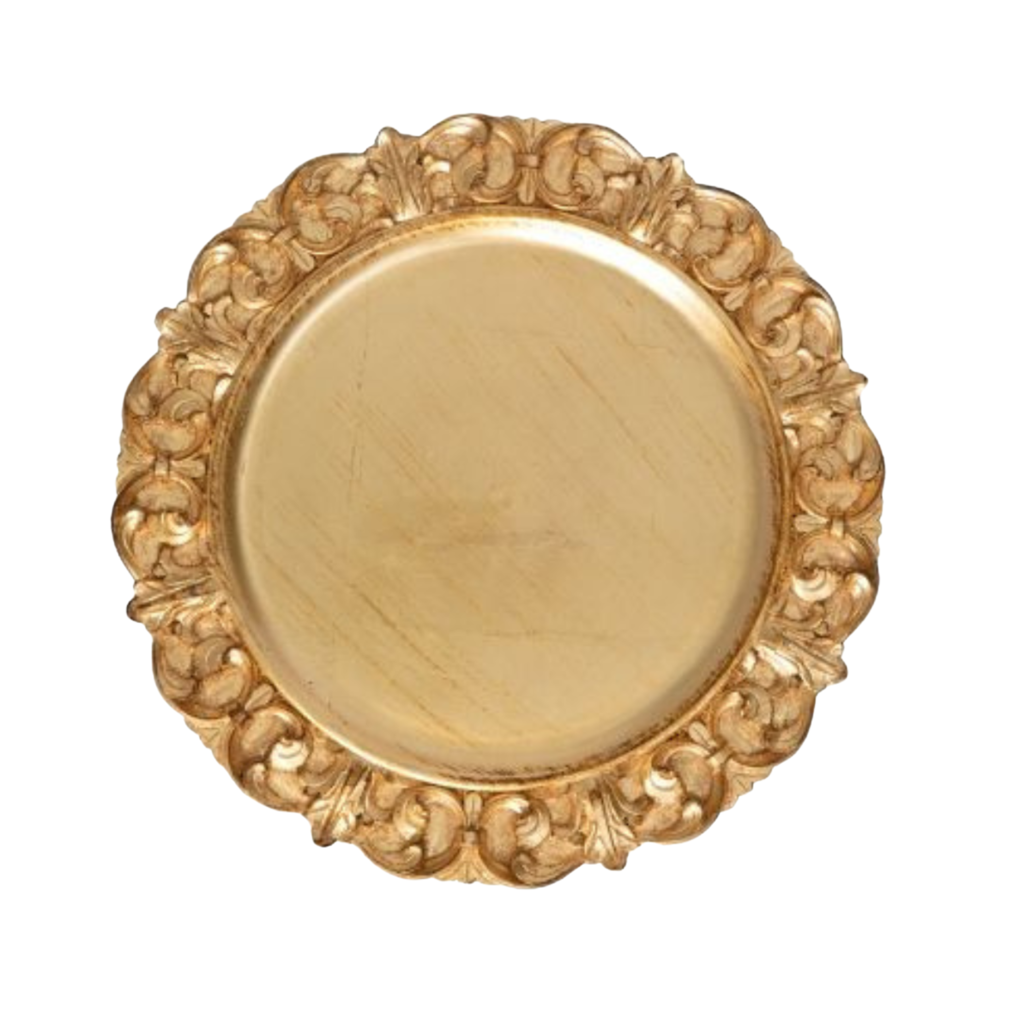 Plato base dorado borde arabesco