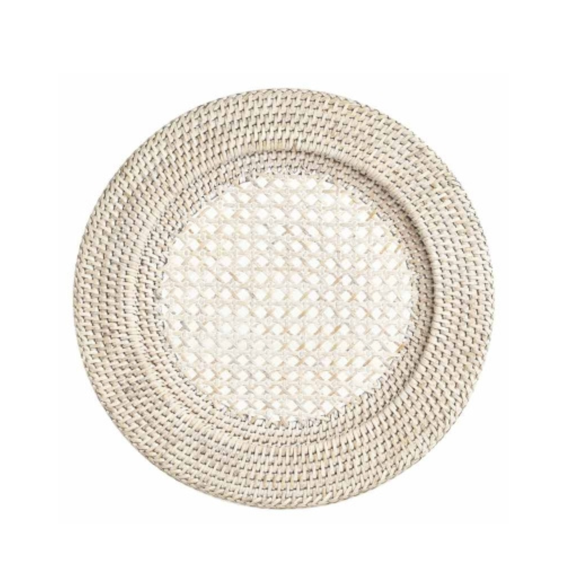 Plato base mimbre crema