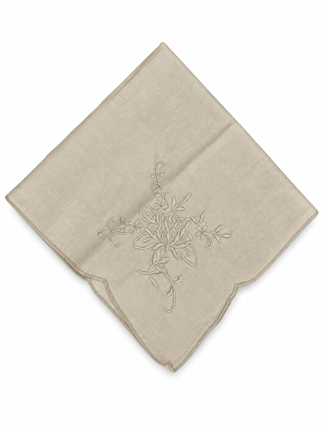 Servilleta crema flor bordada