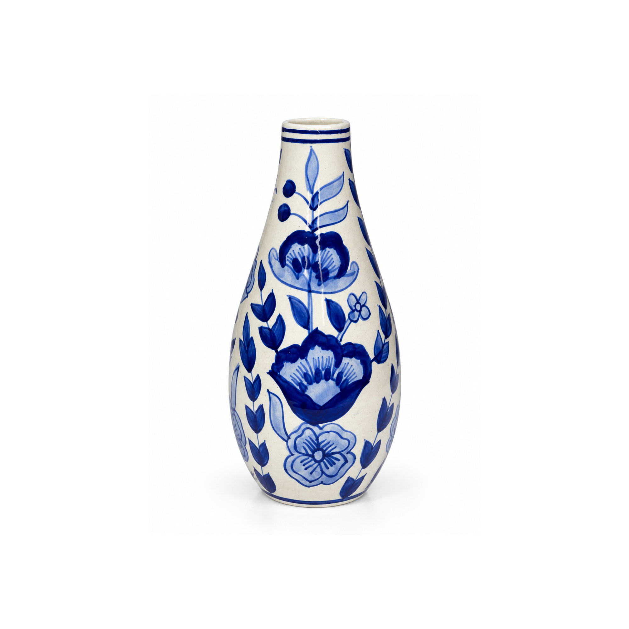 Florero chinoiserie flores azul